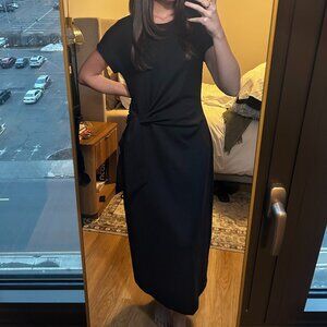 Nordstrom Black Dress with Tie Midi